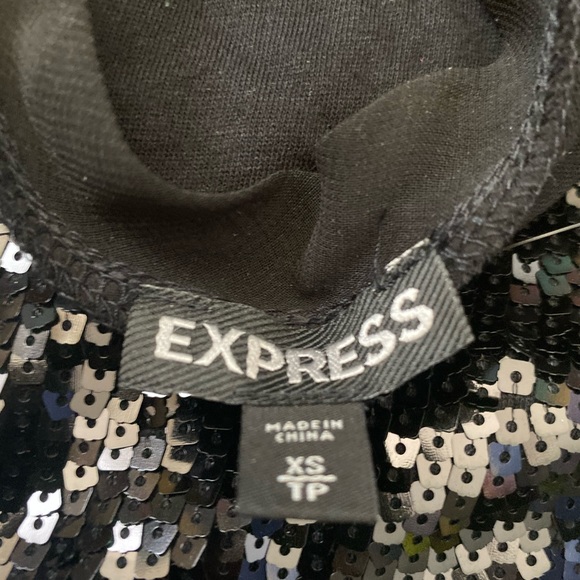 EXPRESS CUBE SQUARE SEQUIN BLACK TANK Top GORG XS GUC - Picture 2 of 5